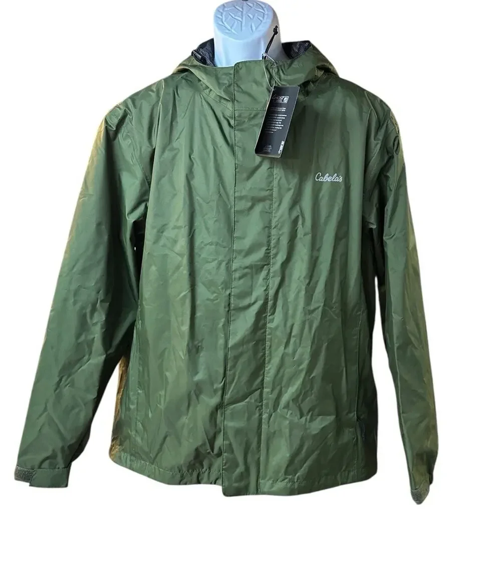 Cabela’s Rainstopper Jacket Large Pine Green Hooded Waterproof NWT